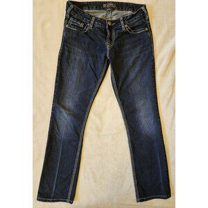 Silver Jeans Co Berkley Womens 31x34 Blue Thick White Stitching Lowrise